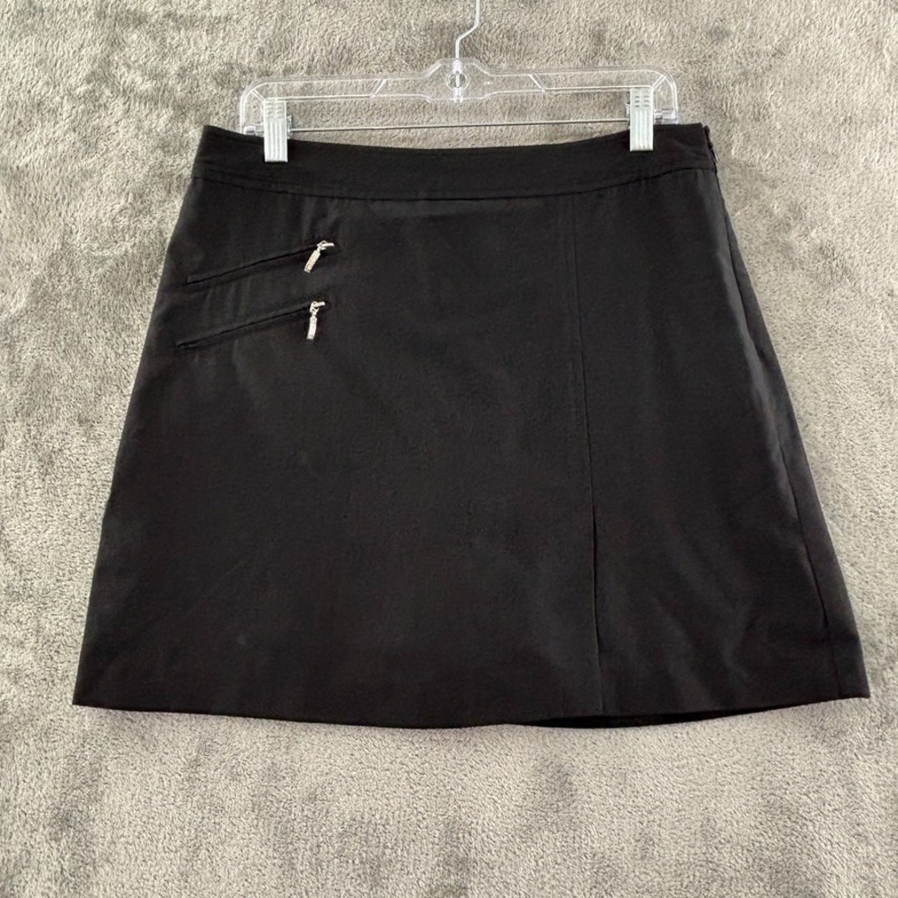 Izod XFG Golf Skort Womens 8 Black Cool FX Kick Pleat Pockets Stretch Zip Close‎